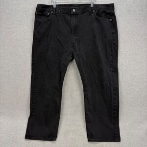 Levis Jeans 505 Regular Fit Mens 50x32 Black Cotton Straight Leg Denim Pant